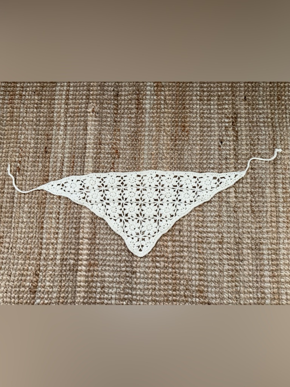 Ecru crochet knit headscarf bandana